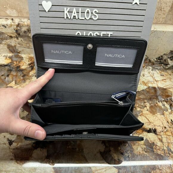 Nautica Buffed Money Manager Deep Sea Dive Black Trifold Wallet NWT - Picture 4 of 6